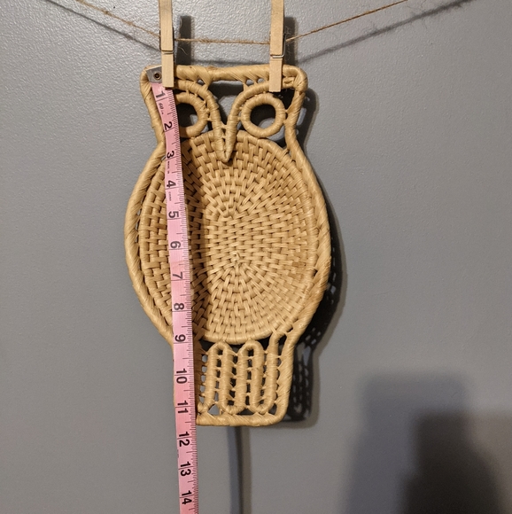 Vintage Woven Owl Basket Wall Hanging Decor Trinket Tray - Picture 3 of 5